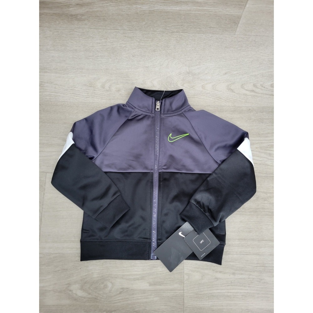 NWT Nike Track Jacket Baby Toddler 24M Black Gray White Full Zip Top Only